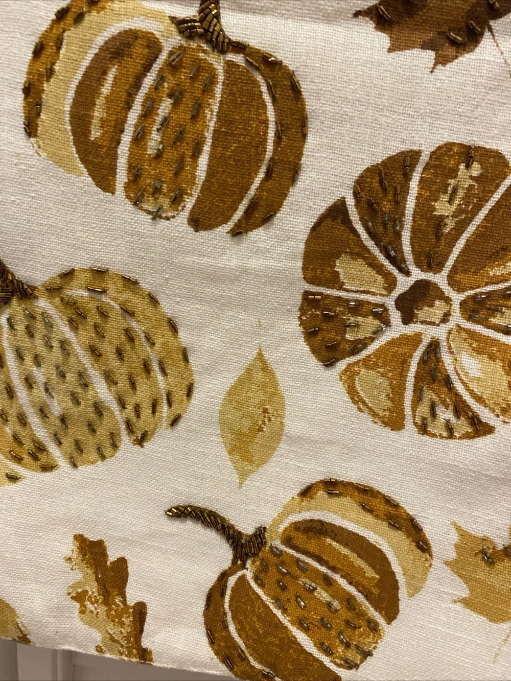 ENVOGUE Beaded “Autumn Pumpkin Table Runner w/Tassels” 16.5x90” Mustard NWOT